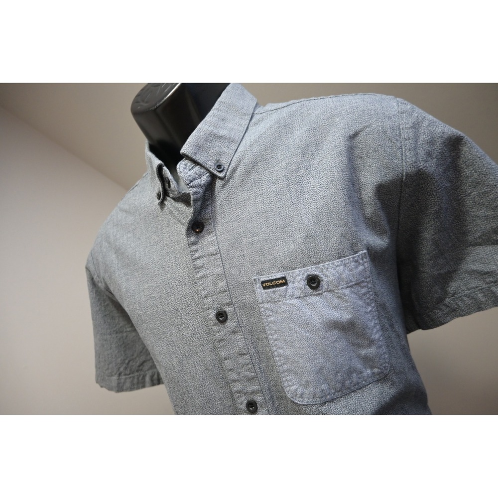 Volcom Button Down Shirt Mens Large Grey Modern Fit Excellent Skateboard